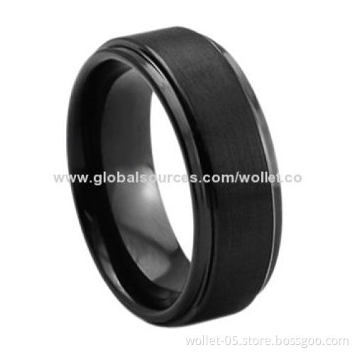 Men's Black Band Ring, Made of Tungsten with High-polished, Accept Customization